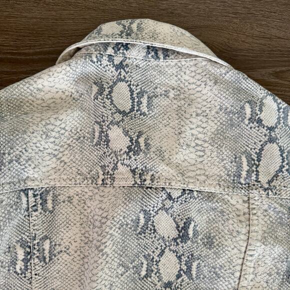 Free People Jacket Python Snake Denim Trucker Festival Gray womens XS - Picture 10 of 13